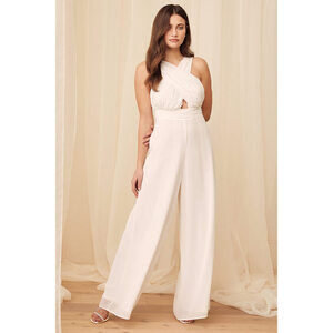 Lulus Forever Is Here White Halter Jumpsuit - Size S NWT
